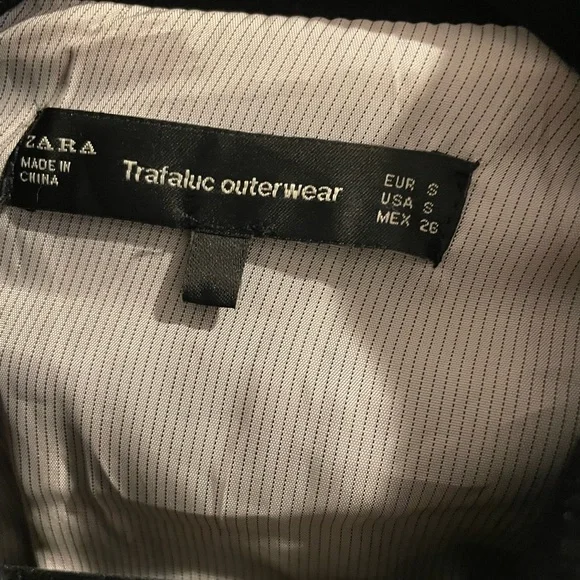 Zara embroidered pea coat size small black - Picture 5 of 5